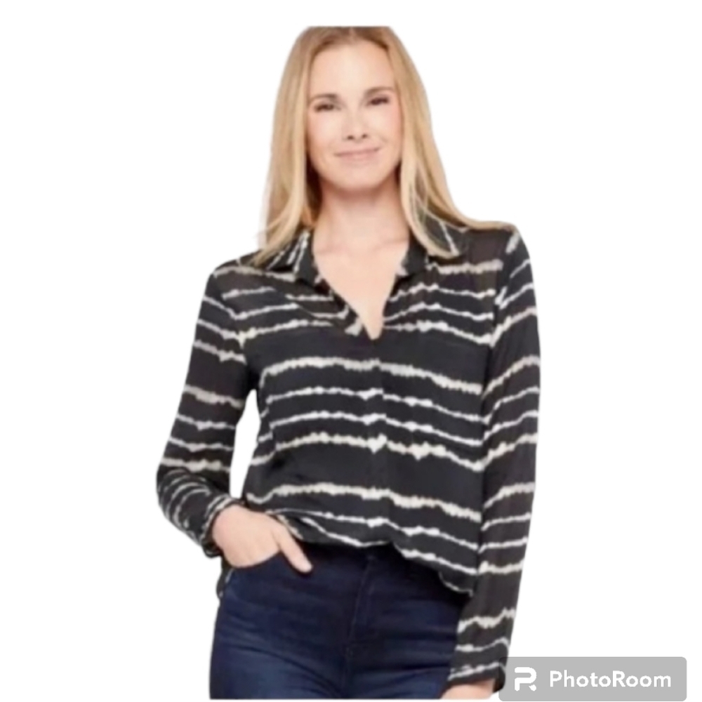 ❤️Cloth & Stone for Anthropologie black dip dyed tunic length long sleeve blouse